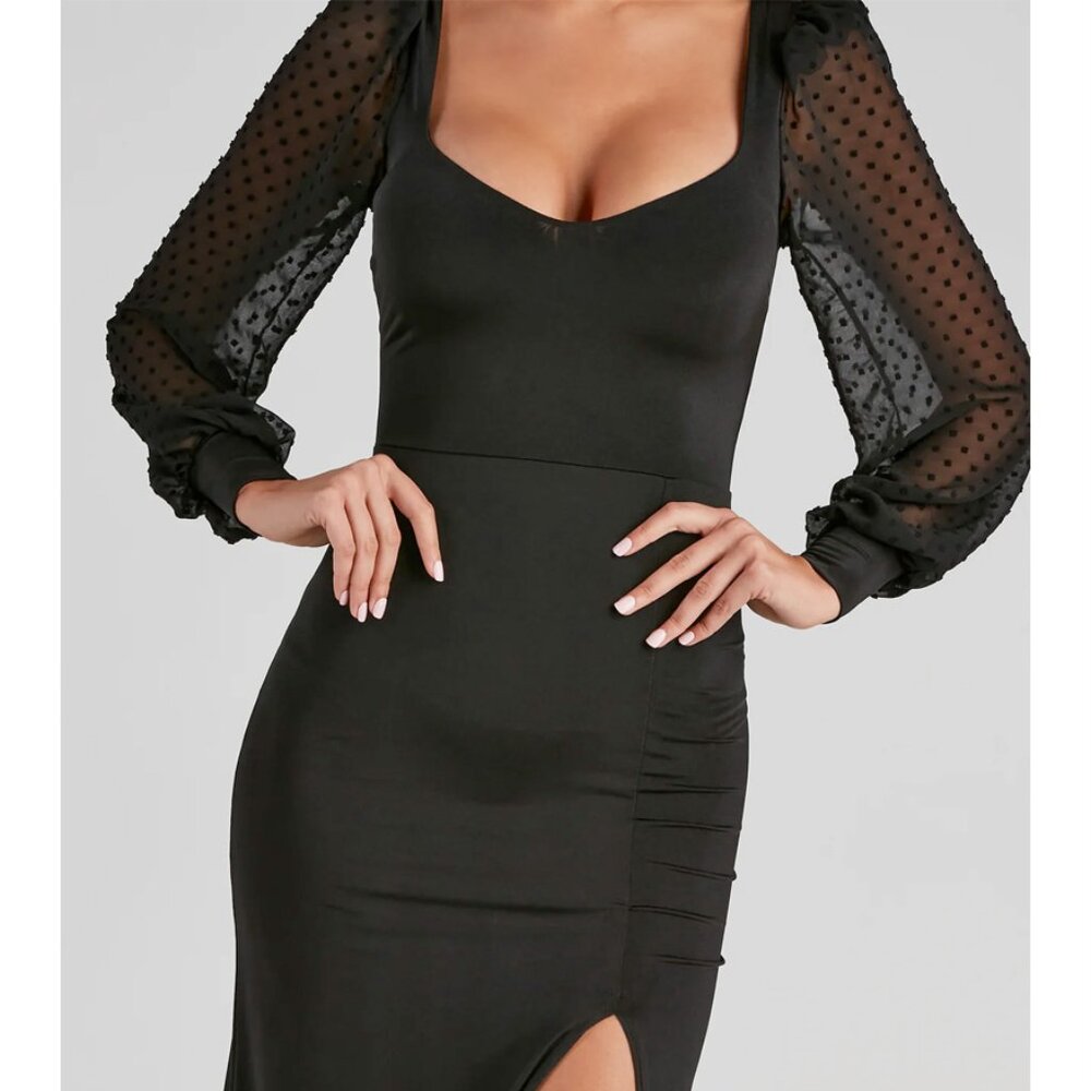 Black Formal High Slit Mermaid Dress - Prom, Homecoming, Formal - Picture 4 of 8